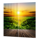 Max Set of 2 Panel Digital Printing 3D Curtains Window  Sunlight Forest