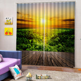 Max Set of 2 Panel Digital Printing 3D Curtains Window  Sunlight Forest