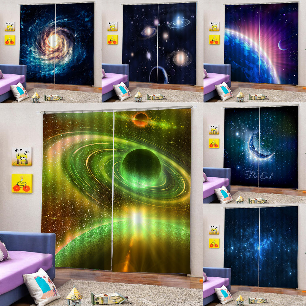 Max 2 Panel Printed Curtain, Thermal Insulated Curtain Drape Universe