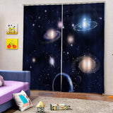 Max 2 Panel Printed Curtain, Thermal Insulated Curtain Drape Galaxy