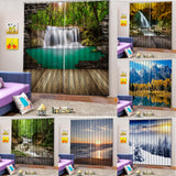 Max 2 Panels Digital 3D Printing Blackout Window Curtains Waterfall