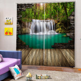 Max 2 Panels Digital 3D Printing Blackout Window Curtains Waterfall