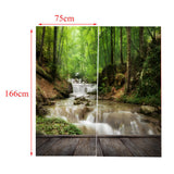 Max 2 Panels Digital 3D Printing Blackout Window Curtains Stream