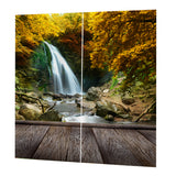 Max 2 Panels Digital 3D Printing Blackout Window Curtains Mountain Waterfall
