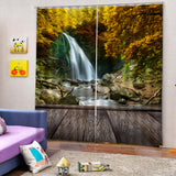 Max 2 Panels Digital 3D Printing Blackout Window Curtains Mountain Waterfall