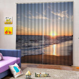 Max 2 Panels Digital 3D Printing Blackout Window Curtains Seaside