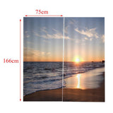 Max 2 Panels Digital 3D Printing Blackout Window Curtains Seaside