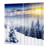 Max 2 Panels Digital 3D Printing Blackout Window Curtains Winter Sunshine