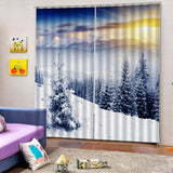 Max 2 Panels Digital 3D Printing Blackout Window Curtains Winter Sunshine