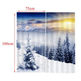Max 2 Panels Digital 3D Printing Blackout Window Curtains Winter Sunshine
