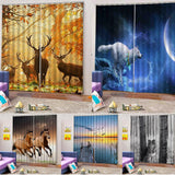 Max 2 Panel Printed Curtain Thermal Insulated Curtain Drape Snow Wolf