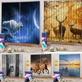 Max 2 Panel Printed Curtain Thermal Insulated Curtain Drape Snow Wolf