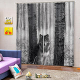 Max 2 Panel Printed Curtain Thermal Insulated Curtain Drape Gray Wolf