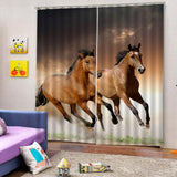 Max 2 Panel Printed Curtain Thermal Insulated Curtain Drape Horses