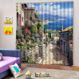 Max Set of 2 Panel Digital Printing 3D Curtains Window  Street