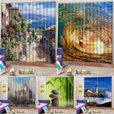 Max Set of 2 Panel Digital Printing 3D Curtains Window  Street