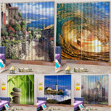 Max Set of 2 Panel Digital Printing 3D Curtains Window  Street