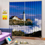 Max Set of 2 Panel Digital Printing 3D Curtains Window  Villa