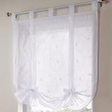 Max Roman shade European embroidery style tie up window curtain White 60x140cm