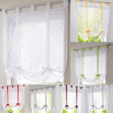 Max Roman shade European embroidery style tie up window curtain White 60x140cm