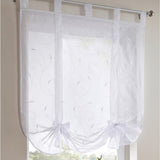 Max Roman shade European embroidery style tie up window curtain White 60x140cm