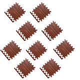 Max 9Pieces Foam Puzzle Exercise Mat Interlocking Floor Tiles  Brown Wood Grain