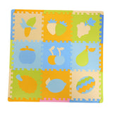 Max 9Pieces PE Foam Puzzle Exercise Mat Interlocking Floor Tiles Fruit Blue