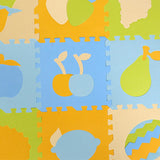 Max 9Pieces PE Foam Puzzle Exercise Mat Interlocking Floor Tiles Fruit Blue