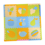 Max 9Pieces PE Foam Puzzle Exercise Mat Interlocking Floor Tiles Fruit Blue