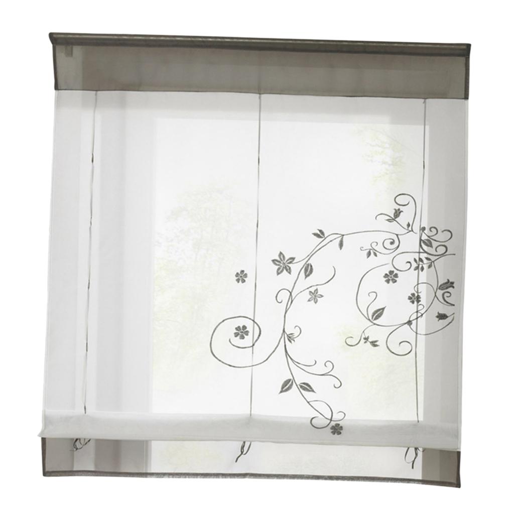 Max Liftable Roman Curtain Sheer Voile Window Valance Drape #2 Grey, 80x100cm