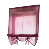 Max Roman Curtain, Tie Up Shade, Rod Pocket Window Valances Burgundy 120x155cm