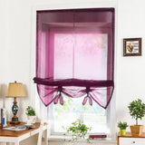 Max Roman Curtain, Tie Up Shade, Rod Pocket Window Valances Burgundy 120x155cm