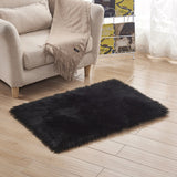 Max 80x50cm Shaggy Sheepskin Rug Soft Non Shed Carpet Rug 5cm Pile Black