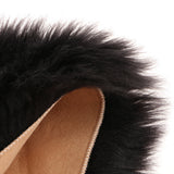 Max 80x50cm Shaggy Sheepskin Rug Soft Non Shed Carpet Rug 5cm Pile Black