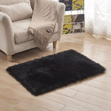 Max 60cmx90cm Sheepskin Fluffy Skin Faux Fur Fake Rug Mat Rugs  Black