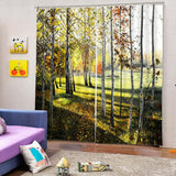 Max Charming Scenery Printed Window Curtains Drapes Cypress Forest