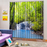 Max Charming Scenery Printed Window Curtains Drapes Waterfall