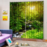 Max Maxb Charming Scenery Printed Window Curtains Drapes Sunny Forest