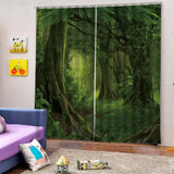 Max Maxb Charming Scenery Printed Window Curtains Drapes Silent Forest