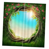 Max Charming Scenery Printed Window Curtains Drapes Tree Hole
