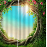 Max Charming Scenery Printed Window Curtains Drapes Tree Hole