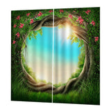 Max Charming Scenery Printed Window Curtains Drapes Tree Hole