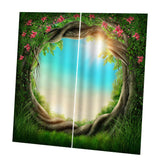Max Charming Scenery Printed Window Curtains Drapes Tree Hole