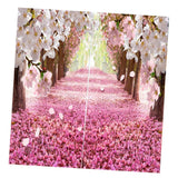 Max Charming Scenery Printed Window Curtains Drapes Cherry Blossom Road