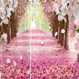 Max Charming Scenery Printed Window Curtains Drapes Cherry Blossom Road