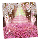 Max Charming Scenery Printed Window Curtains Drapes Cherry Blossom Road
