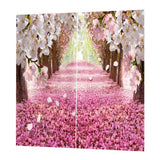 Max Charming Scenery Printed Window Curtains Drapes Cherry Blossom Road