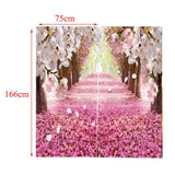 Max Charming Scenery Printed Window Curtains Drapes Cherry Blossom Road