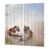 Max Set of 2 Panel Digital Photo Printing Blackout 3D Curtains Tiger