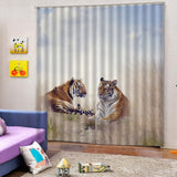 Max Set of 2 Panel Digital Photo Printing Blackout 3D Curtains Tiger
